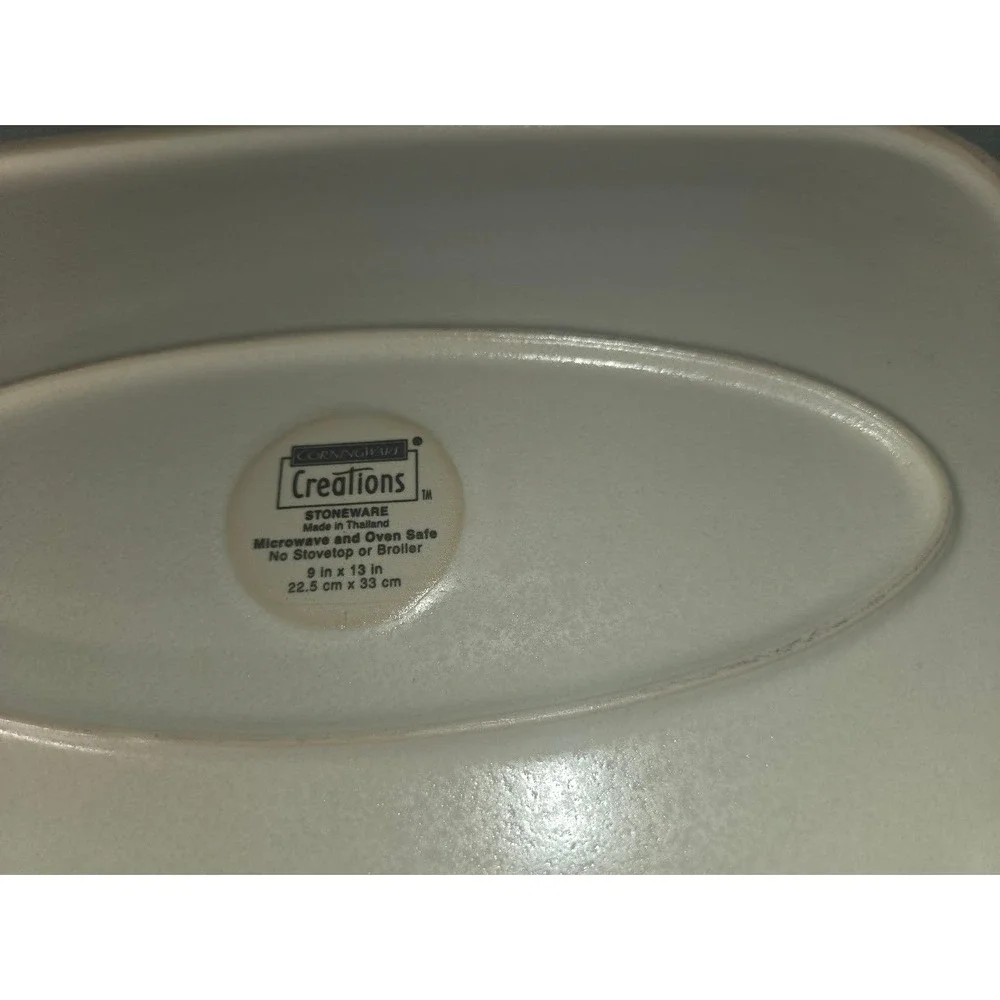 CorningWare Creations Stoneware 9x13 Baking Dish Sand Cream Tan Rectangular Pan